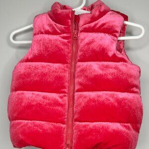 Girls Gymboree Barbie Hot Pink Velvet SKI puffer vest size 6-12 Month
